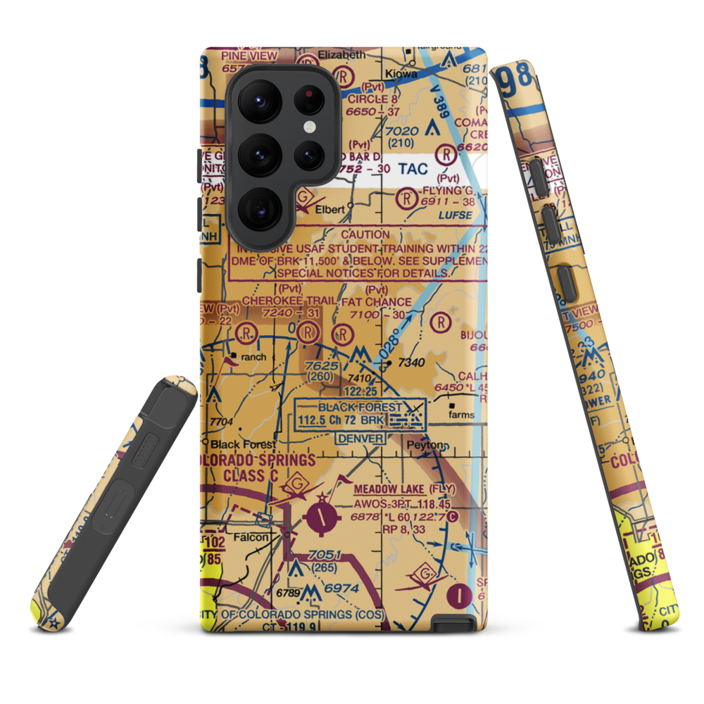 Fat Chance Airport (36CO) VFR Sectional Samsung Phone Case Samsung Galaxy S22 Ultra model shown