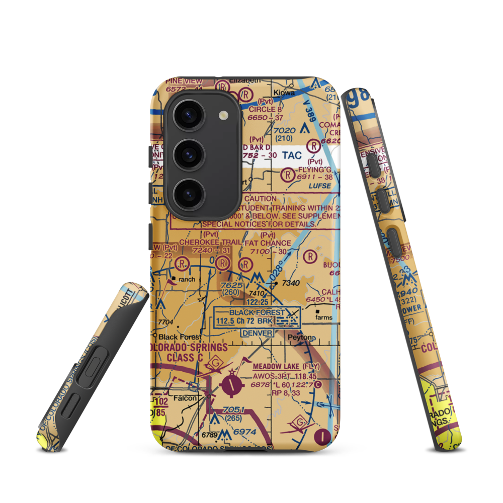 Fat Chance Airport (36CO) VFR Sectional Samsung Phone Case Samsung Galaxy S23 model shown