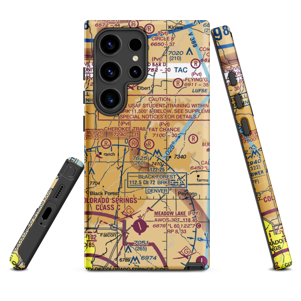 Fat Chance Airport (36CO) VFR Sectional Samsung Phone Case Samsung Galaxy S24 Ultra model shown