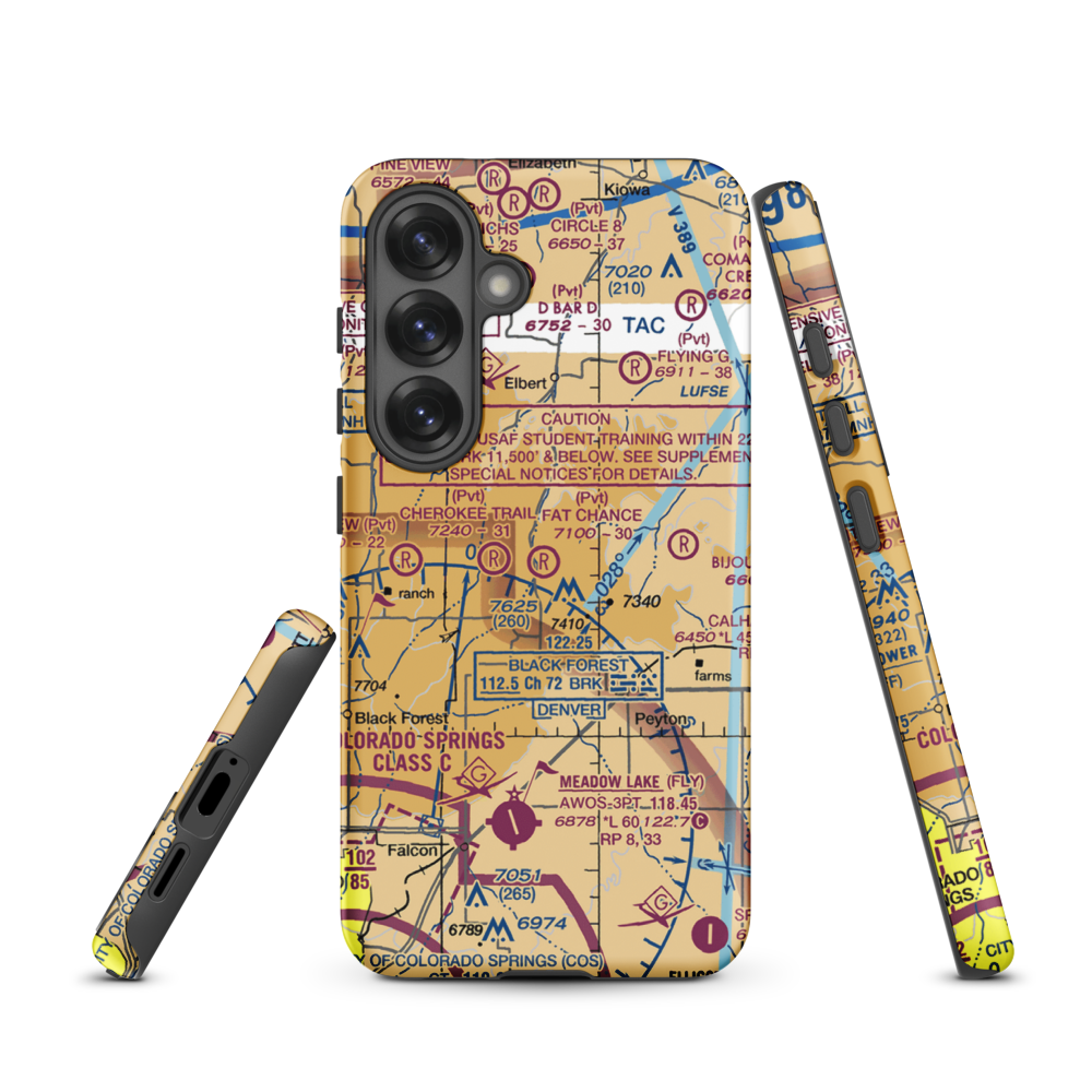 Fat Chance Airport (36CO) VFR Sectional Samsung Phone Case Samsung Galaxy S25 model shown
