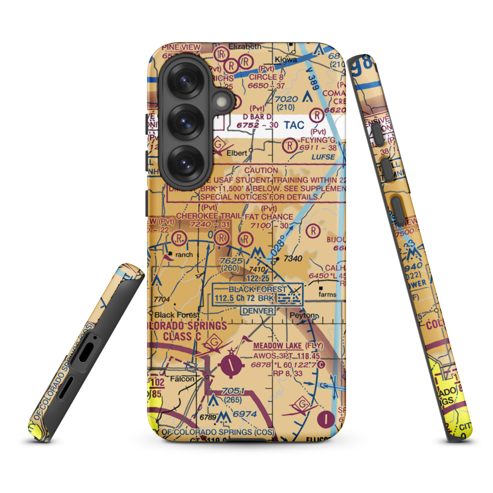 Fat Chance Airport (36CO) VFR Sectional Samsung Phone Case Samsung Galaxy S25 Plus model shown