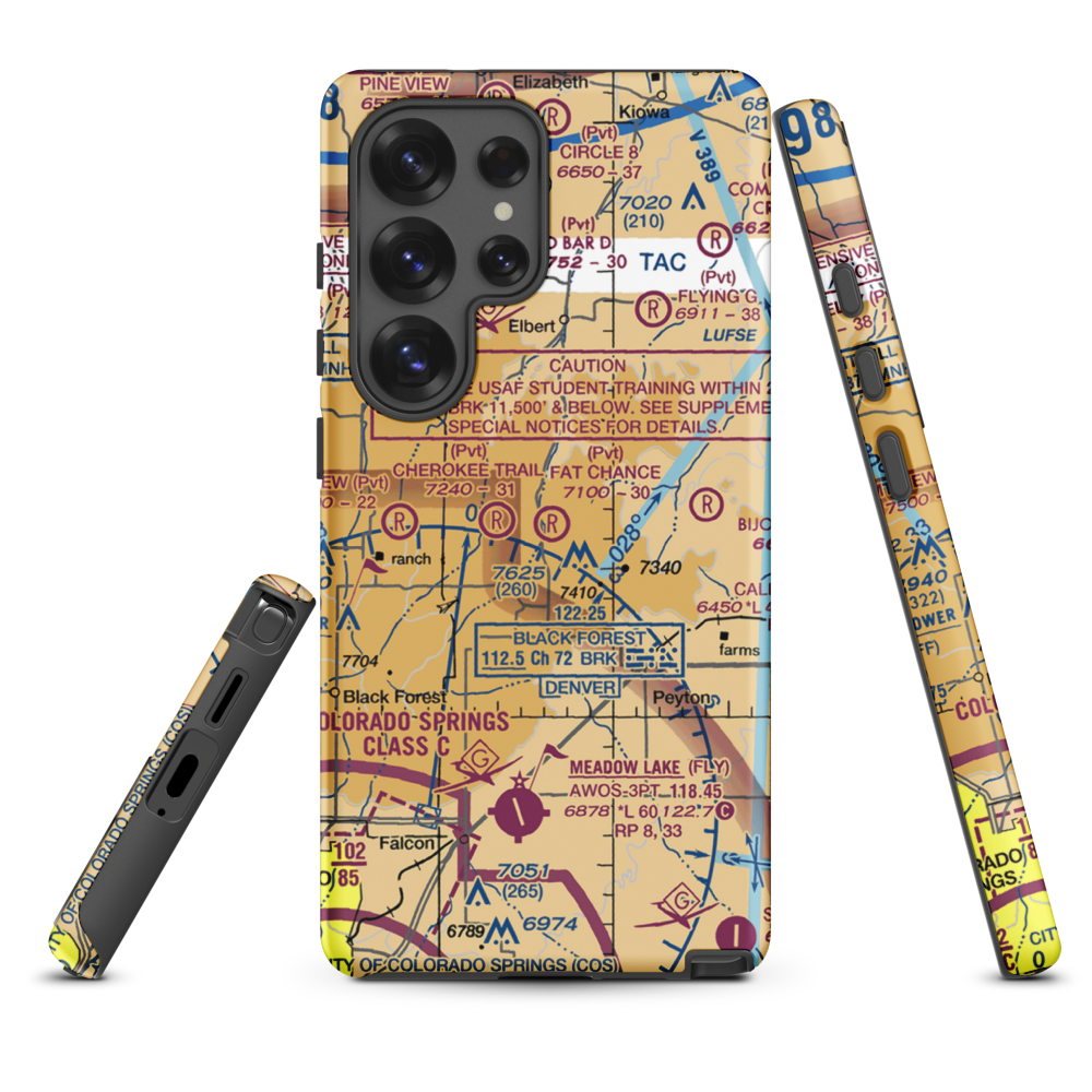 Fat Chance Airport (36CO) VFR Sectional Samsung Phone Case Samsung Galaxy S25 Ultra model shown