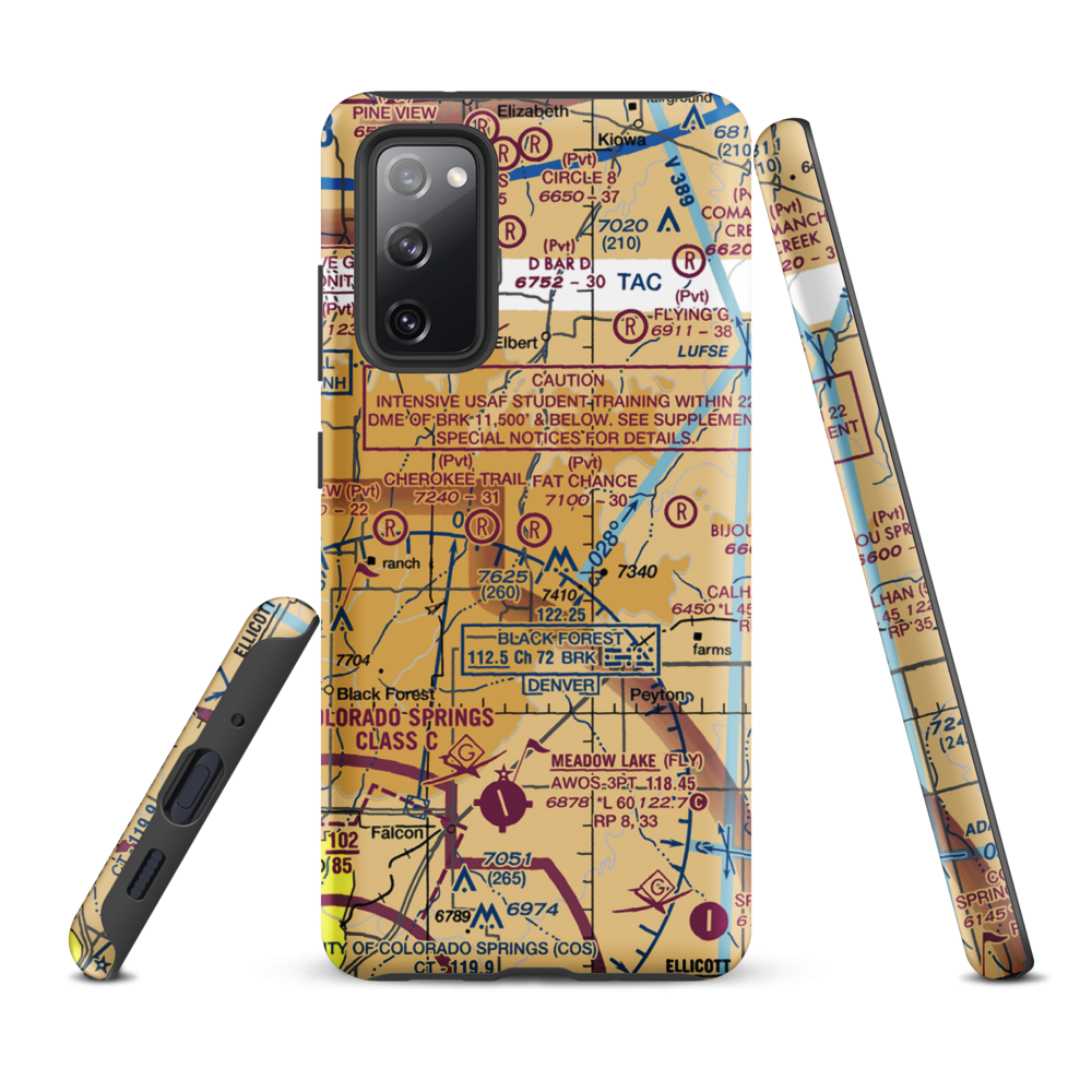 Fat Chance Airport (36CO) VFR Sectional Samsung Phone Case Samsung Galaxy S20 FE model shown