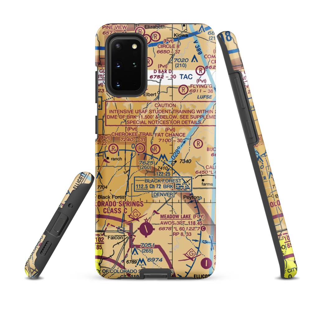 Fat Chance Airport (36CO) VFR Sectional Samsung Phone Case Samsung Galaxy S20 Plus model shown