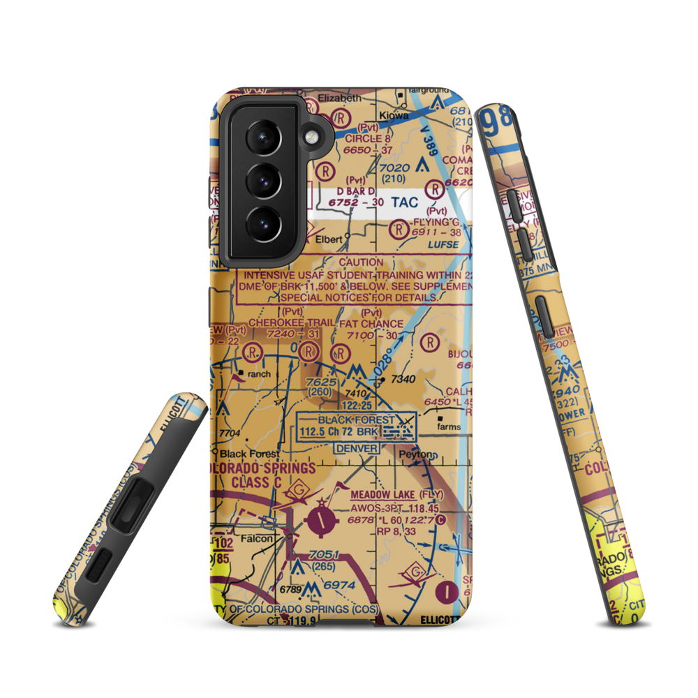 Fat Chance Airport (36CO) VFR Sectional Samsung Phone Case Samsung Galaxy S21 model shown
