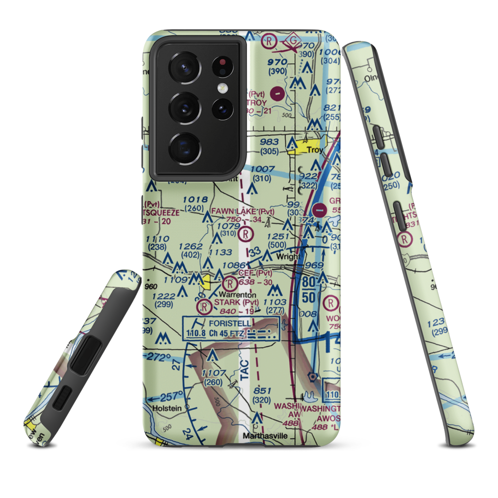 Fawn Lake Airport (2MO7) VFR Sectional Samsung Phone Case Samsung Galaxy S21 Ultra model shown