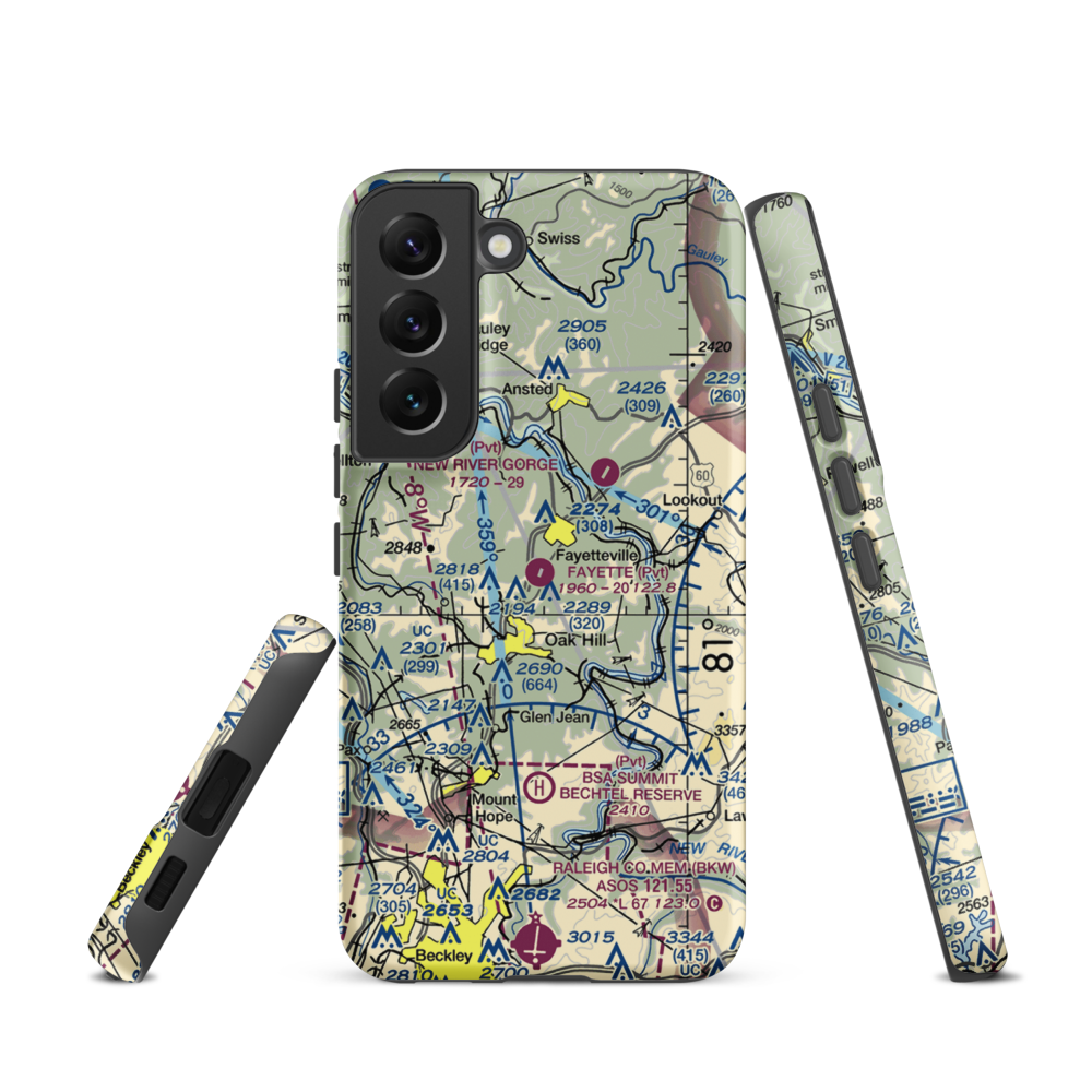 Fayette Airport (WV59) VFR Sectional Samsung Phone Case Samsung Galaxy S22 model shown