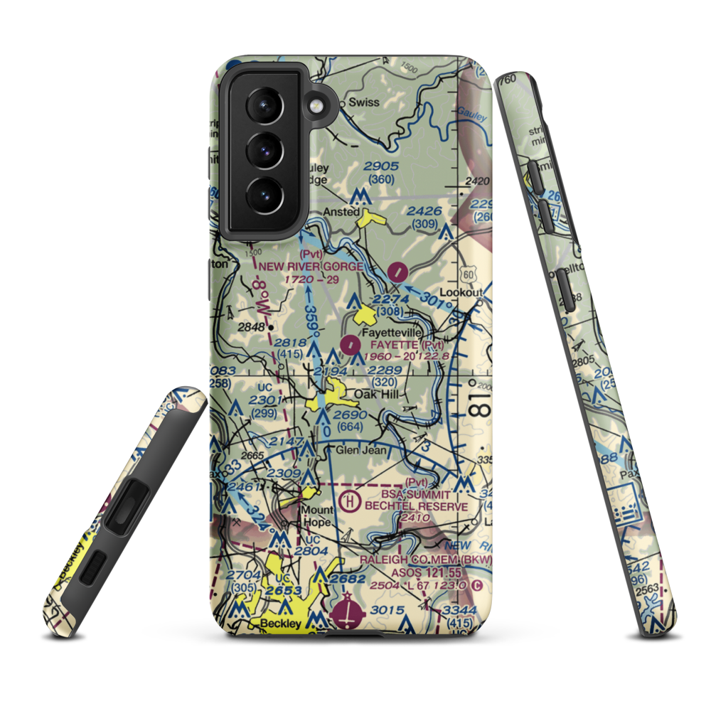 Fayette Airport (WV59) VFR Sectional Samsung Phone Case Samsung Galaxy S21 FE model shown