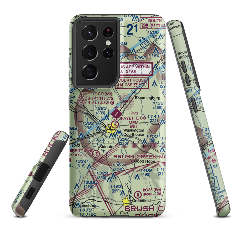 Fayette County Airport (I23) VFR Sectional Samsung Phone Case Samsung Galaxy S21 Plus model shown