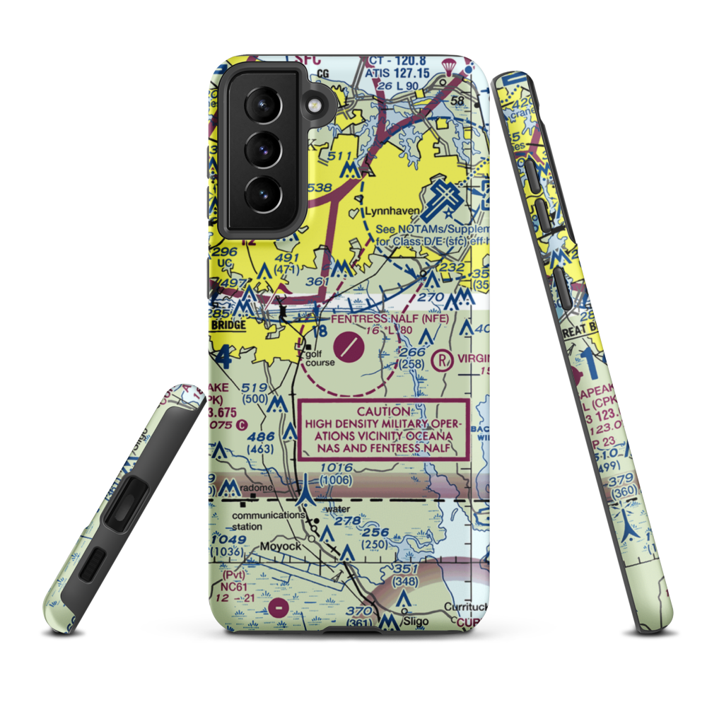 Fentress Naval Auxiliary Landing Field (NFE) VFR Sectional Samsung Phone Case Samsung Galaxy S21 FE model shown
