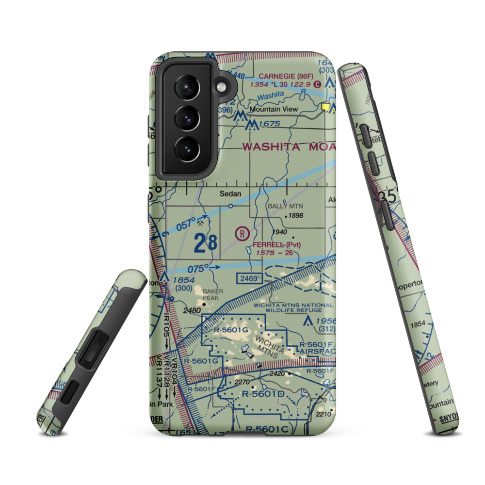 Ferrell Ranch Airport (2OK5) VFR Sectional Samsung Phone Case Samsung Galaxy S21 FE model shown