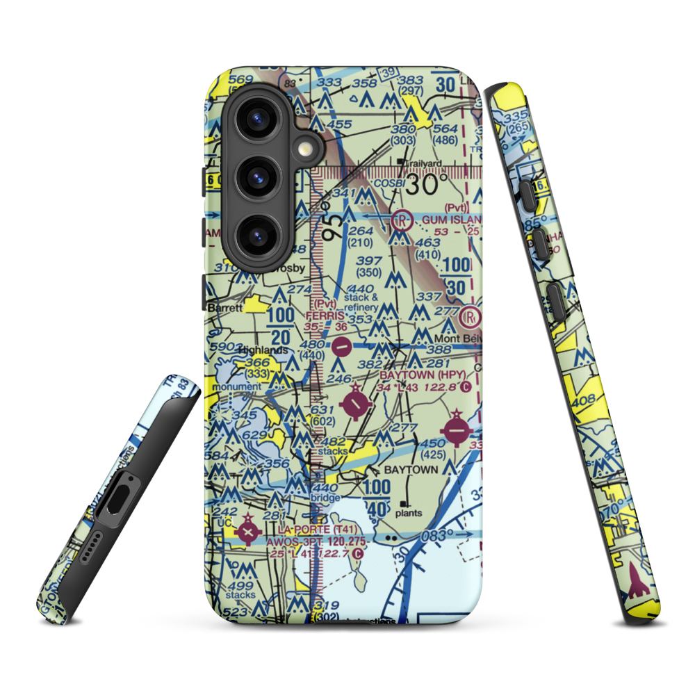 Ferris Airport (25TA) VFR Sectional Samsung Phone Case Samsung Galaxy S24 Plus model shown