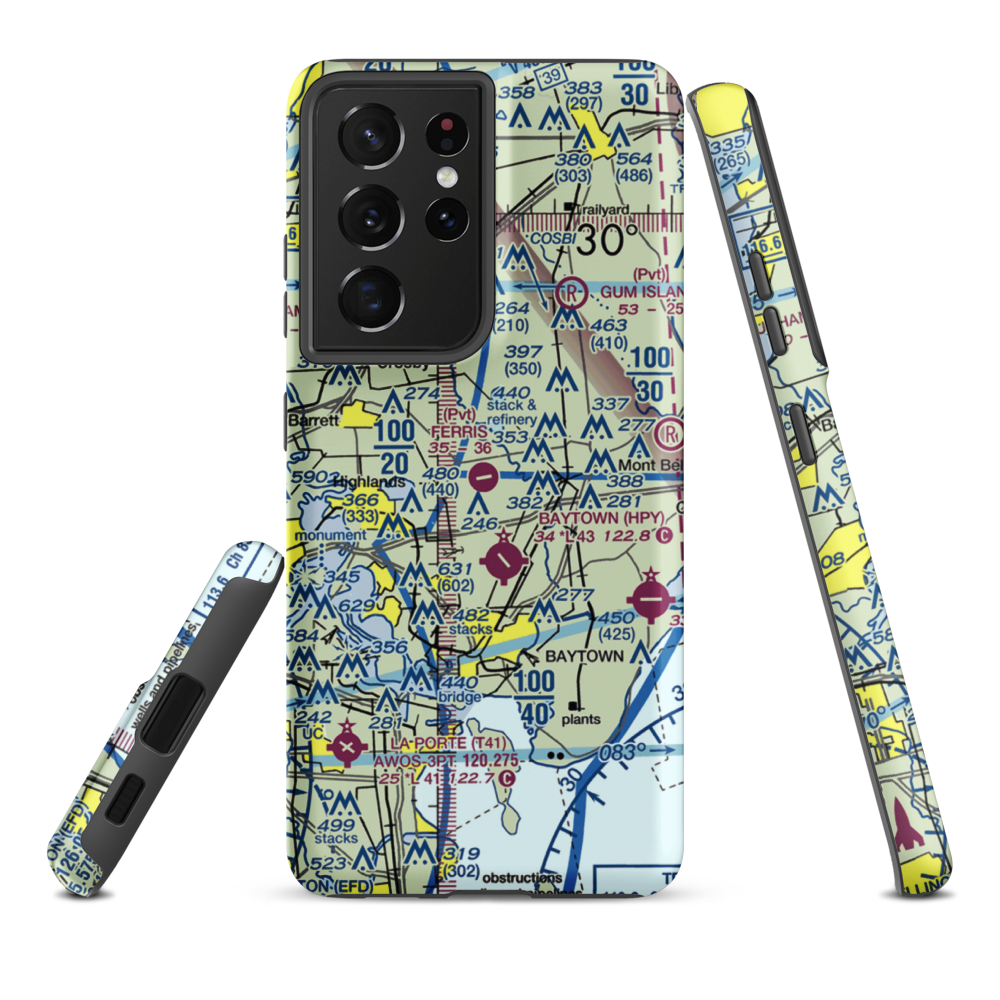 Ferris Airport (25TA) VFR Sectional Samsung Phone Case Samsung Galaxy S21 Plus model shown