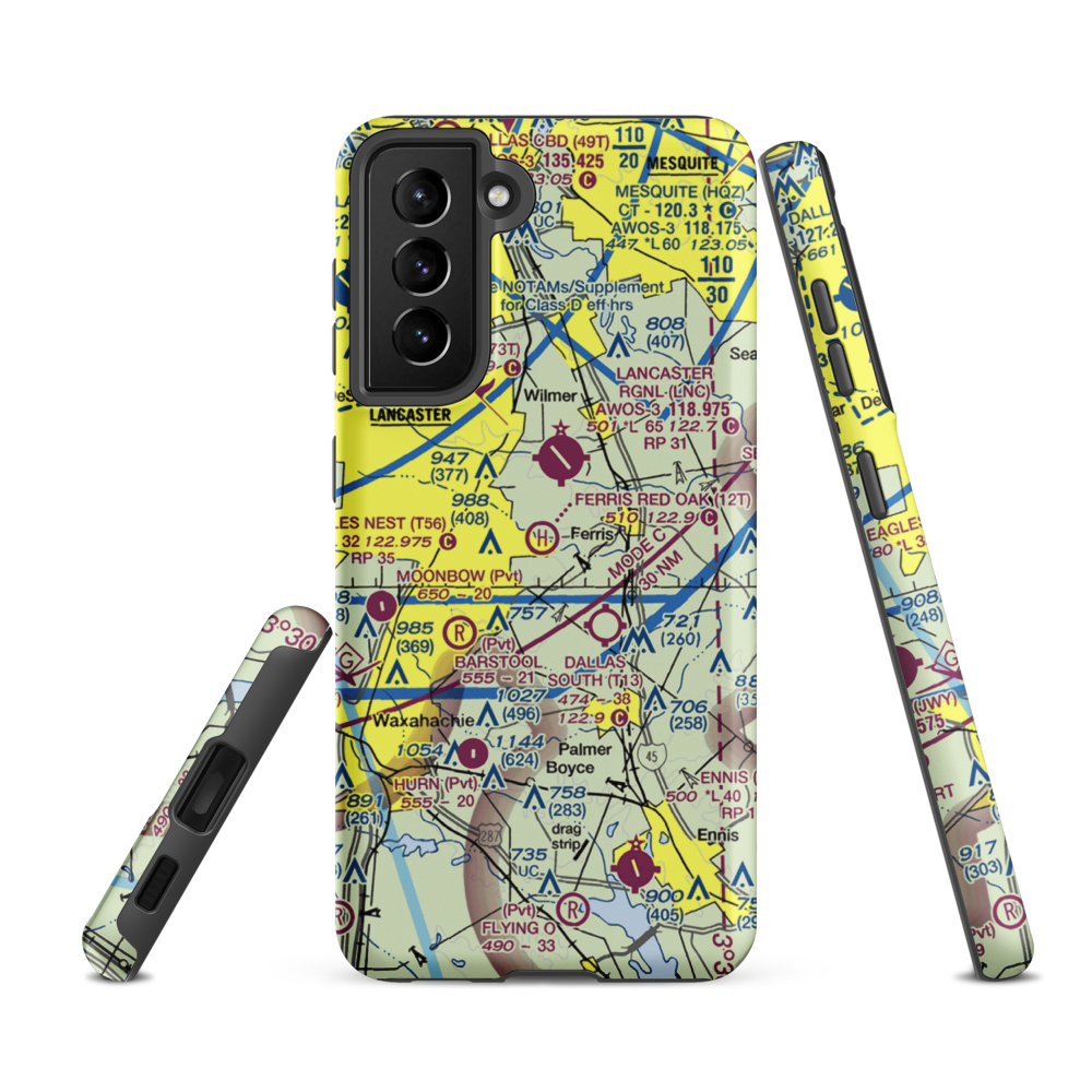 Ferris Red Oak Municipal Heliport (12T) VFR Sectional Samsung Phone Case Samsung Galaxy S21 Ultra model shown