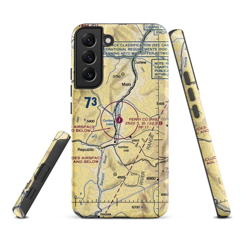 Ferry County Airport (R49) VFR Sectional Samsung Phone Case Samsung Galaxy S22 Plus model shown