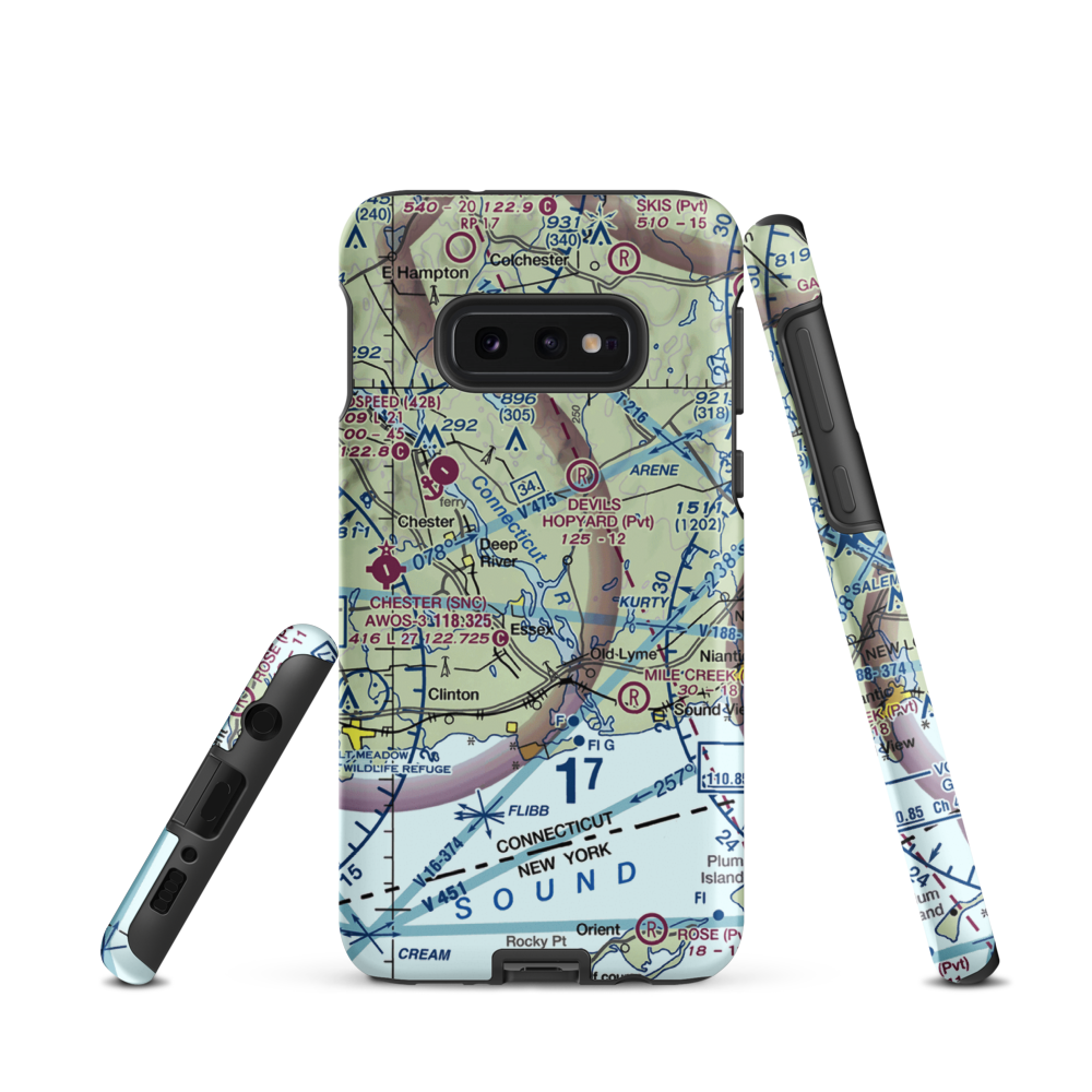 Fetske Seaplane Base (CT16) VFR Sectional Samsung Phone Case Samsung Galaxy S10e model shown