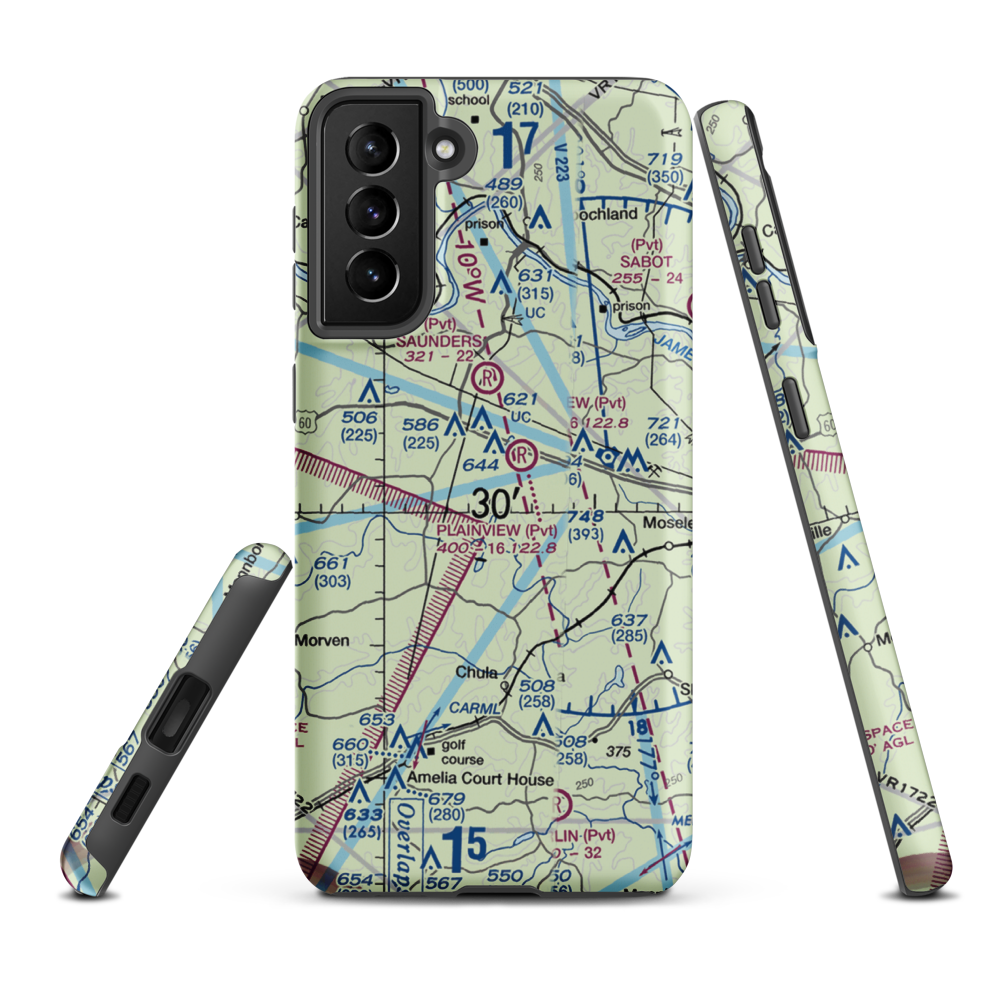 Fighting Creek Farm Airport (US-0123) VFR Sectional Samsung Phone Case Samsung Galaxy S21 Plus model shown