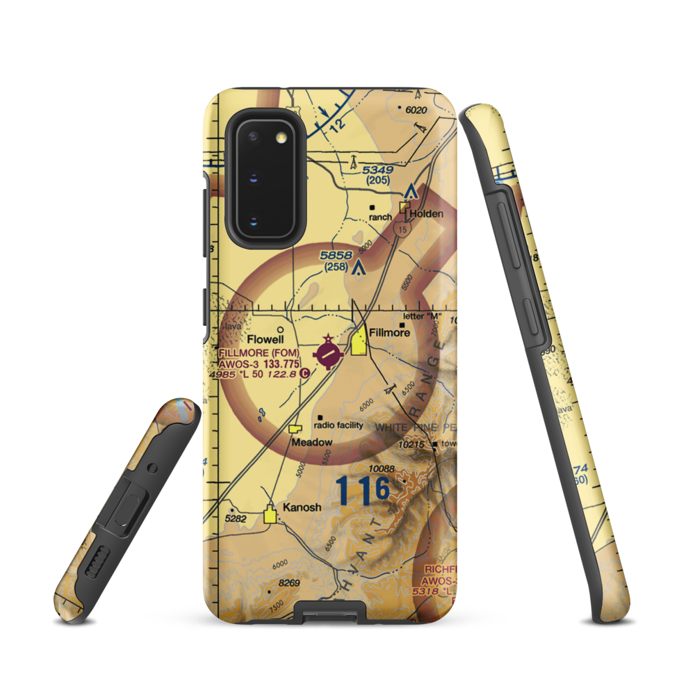 Fillmore Municipal Airport (FOM) VFR Sectional Samsung Phone Case Samsung Galaxy S20 model shown