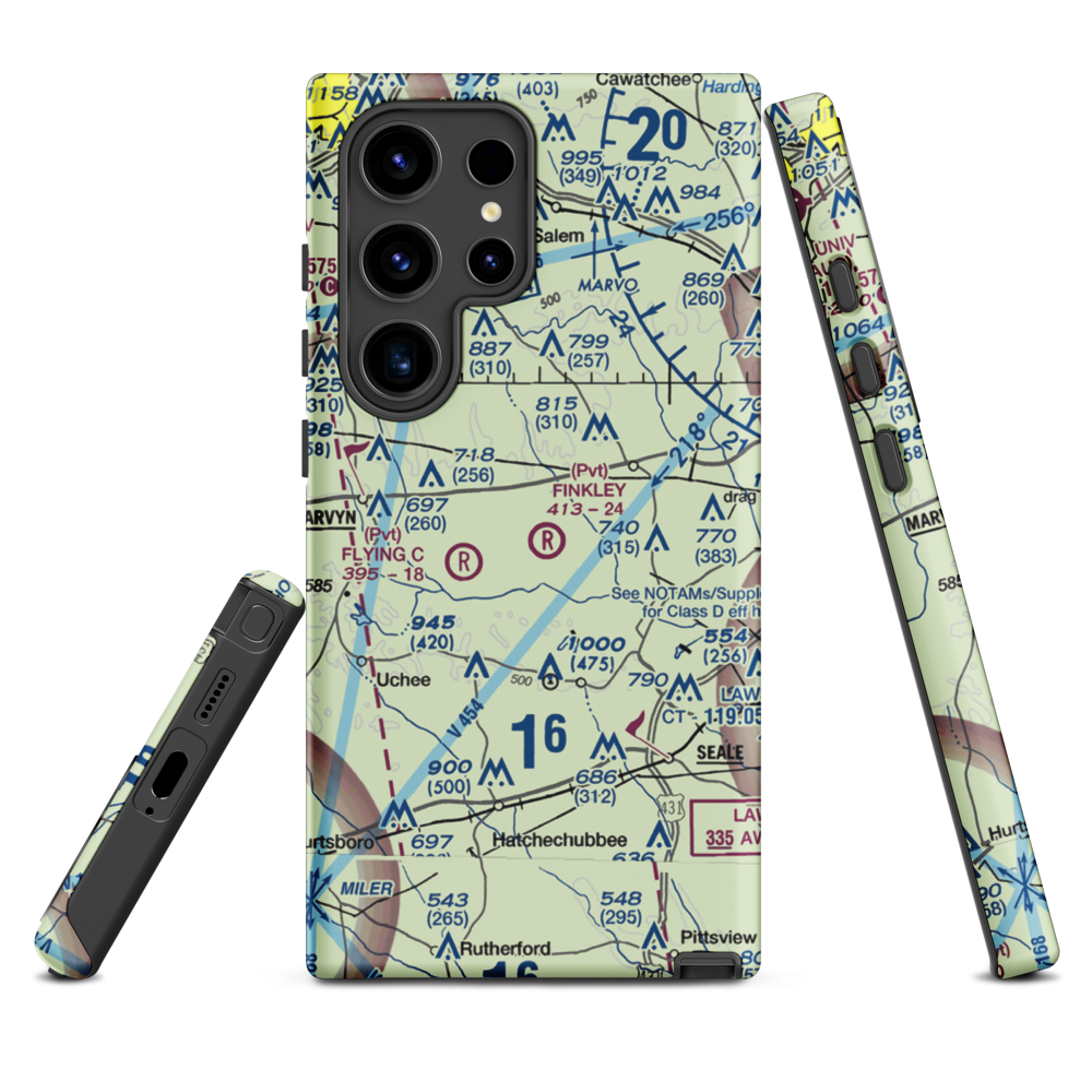 Finkley Farm Airport (2AL8) VFR Sectional Samsung Phone Case Samsung Galaxy S24 Ultra model shown