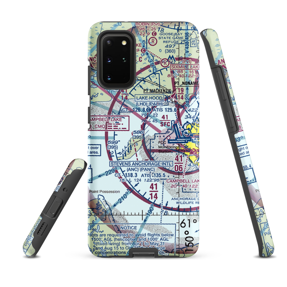 Fire Island Airport (6AK5) VFR Sectional Samsung Phone Case Samsung Galaxy S20 Plus model shown