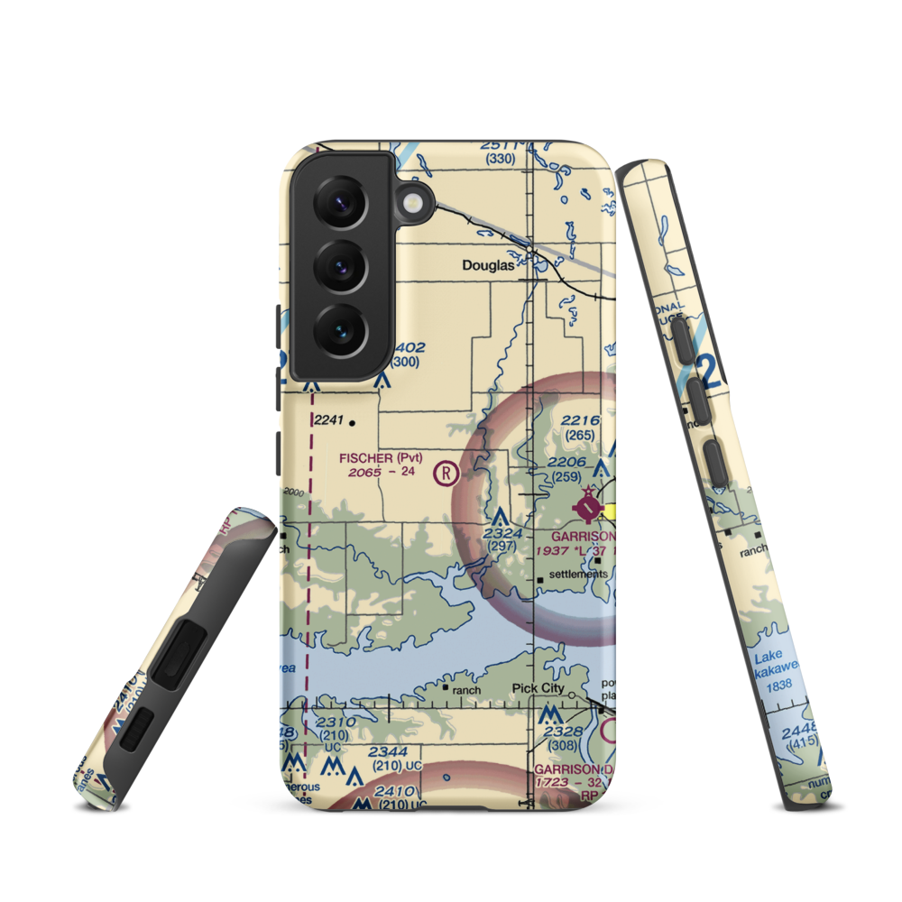 Fischer Private Airport (ND22) VFR Sectional Samsung Phone Case Samsung Galaxy S22 model shown