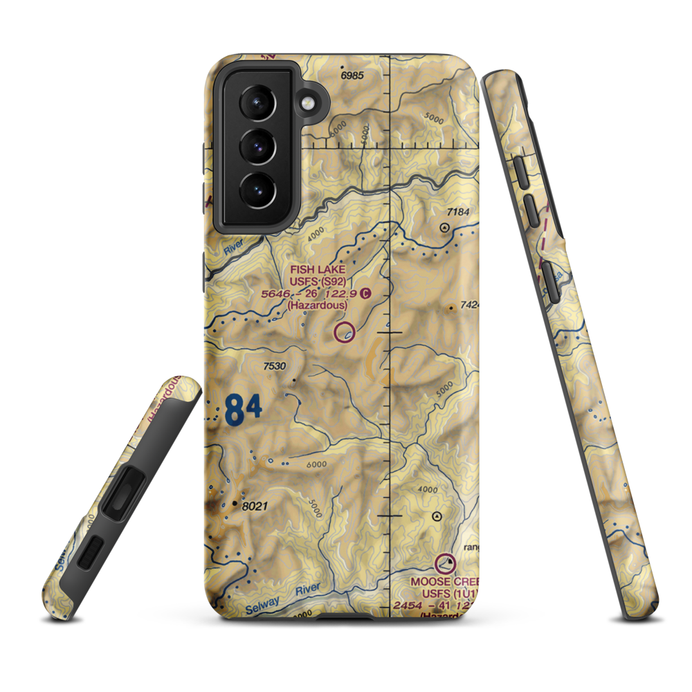 Fish Lake /US Forest Service/ Airport (S92) VFR Sectional Samsung Phone Case Samsung Galaxy S21 FE model shown