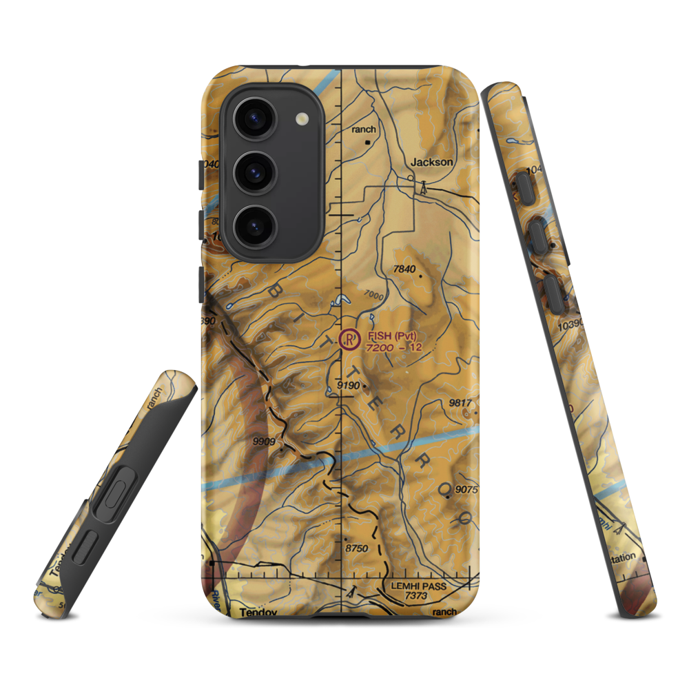 Fish Ranch Airport (18MT) VFR Sectional Samsung Phone Case Samsung Galaxy S23 Plus model shown