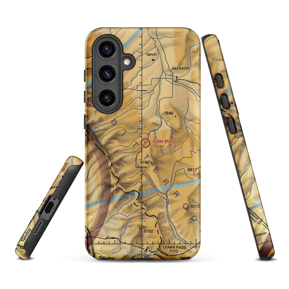 Fish Ranch Airport (18MT) VFR Sectional Samsung Phone Case Samsung Galaxy S24 Plus model shown