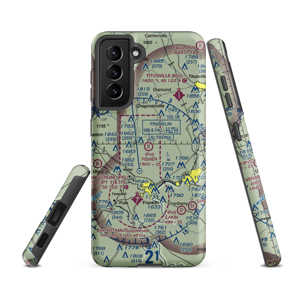Fisher Airport (0PA5) VFR Sectional Samsung Phone Case Samsung Galaxy S21 FE model shown