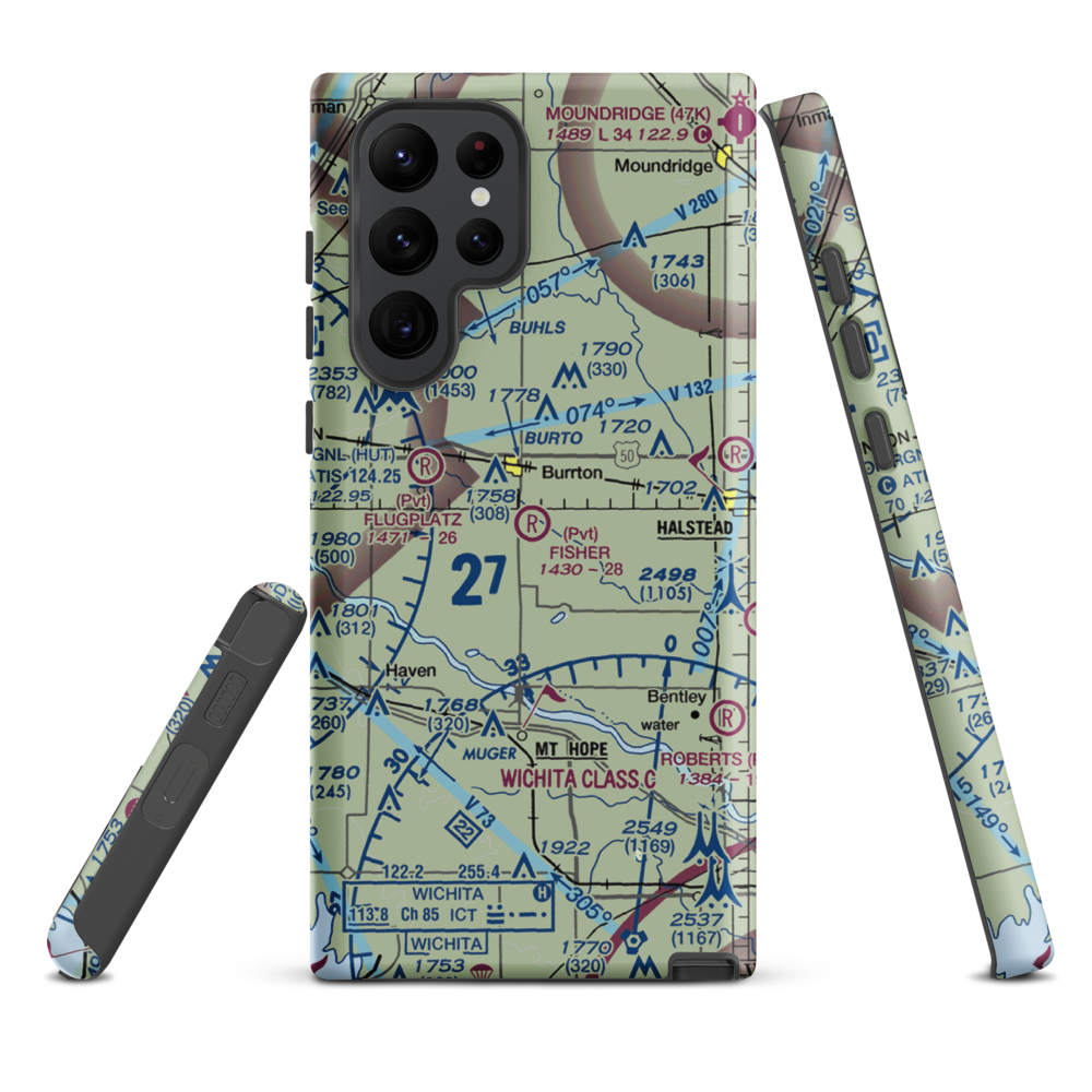 Fisher Airport (SN08) VFR Sectional Samsung Phone Case Samsung Galaxy S22 Ultra model shown