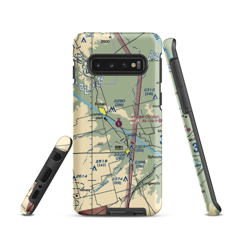 Fisher County Airport (56F) VFR Sectional Samsung Phone Case Samsung Galaxy S10 model shown