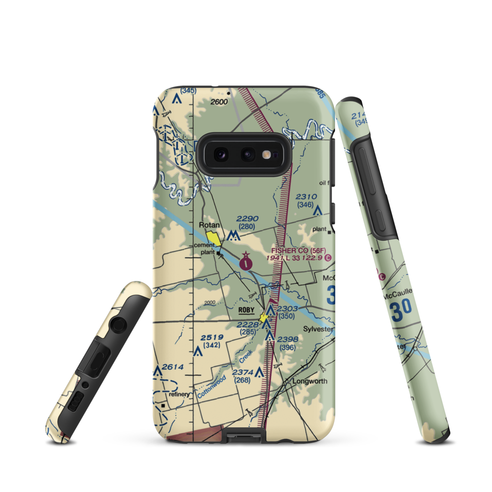 Fisher County Airport (56F) VFR Sectional Samsung Phone Case Samsung Galaxy S10e model shown