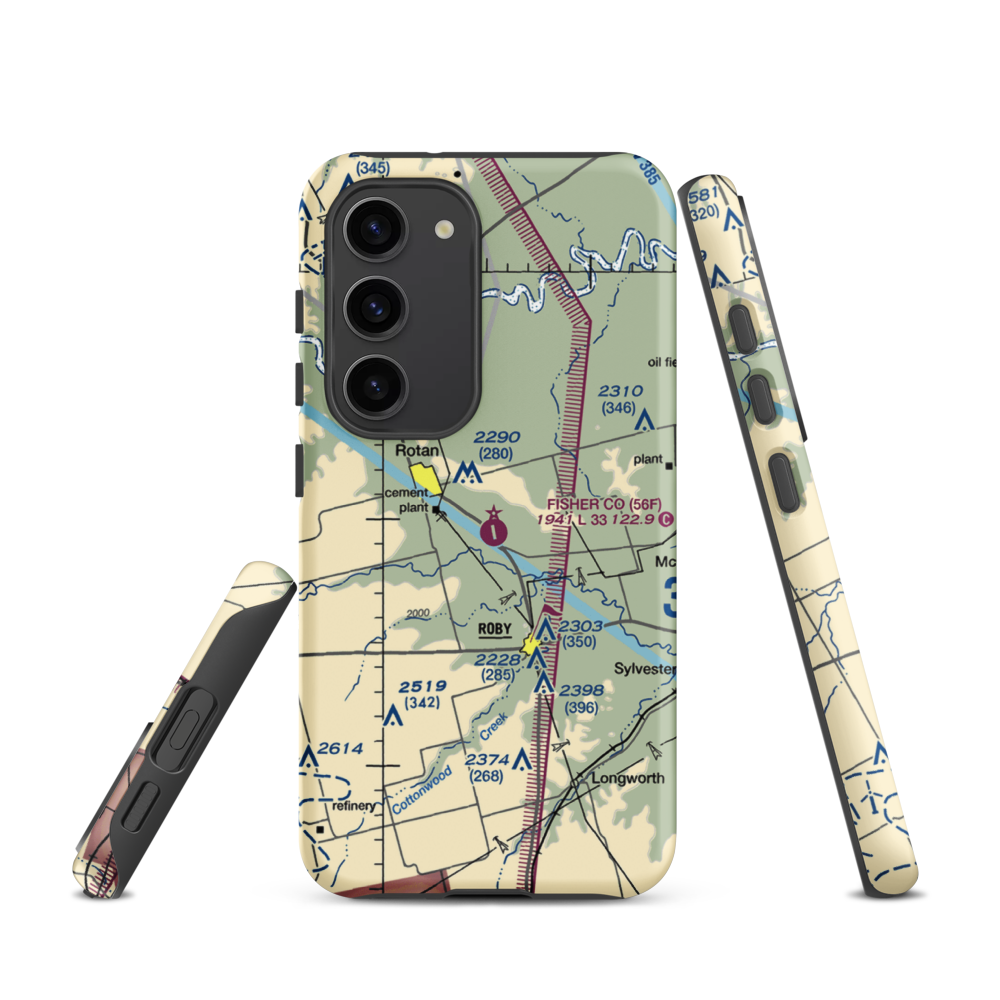 Fisher County Airport (56F) VFR Sectional Samsung Phone Case Samsung Galaxy S23 model shown