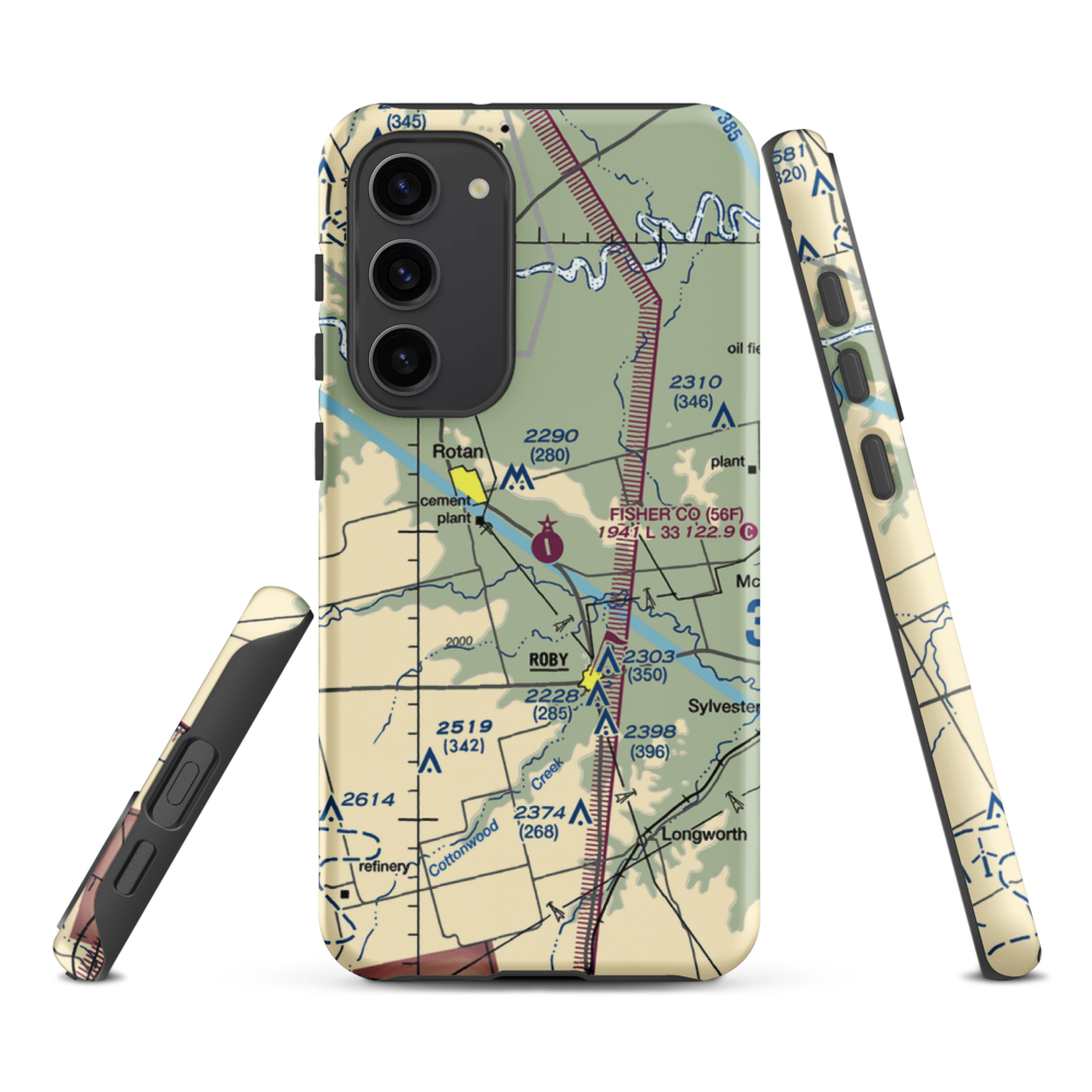 Fisher County Airport (56F) VFR Sectional Samsung Phone Case Samsung Galaxy S23 Plus model shown
