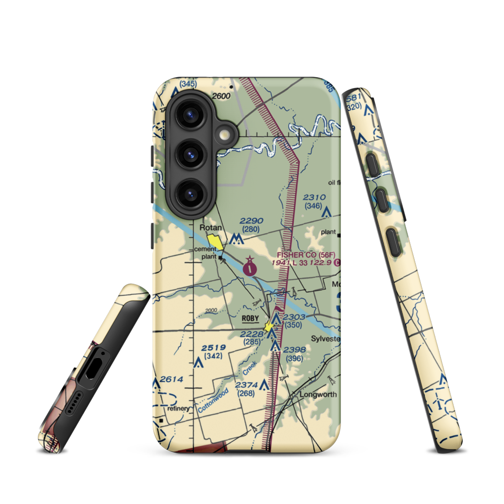 Fisher County Airport (56F) VFR Sectional Samsung Phone Case Samsung Galaxy S24 model shown