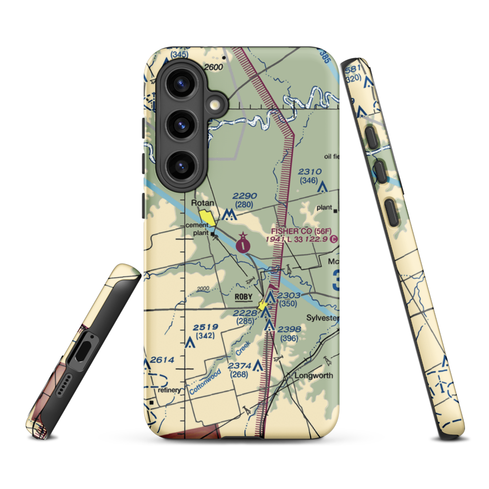 Fisher County Airport (56F) VFR Sectional Samsung Phone Case Samsung Galaxy S24 Plus model shown