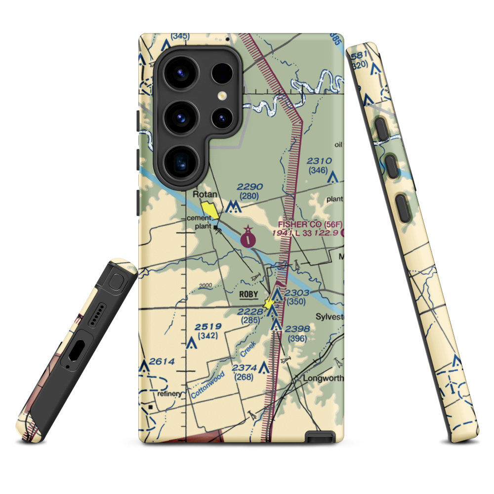 Fisher County Airport (56F) VFR Sectional Samsung Phone Case Samsung Galaxy S24 Ultra model shown
