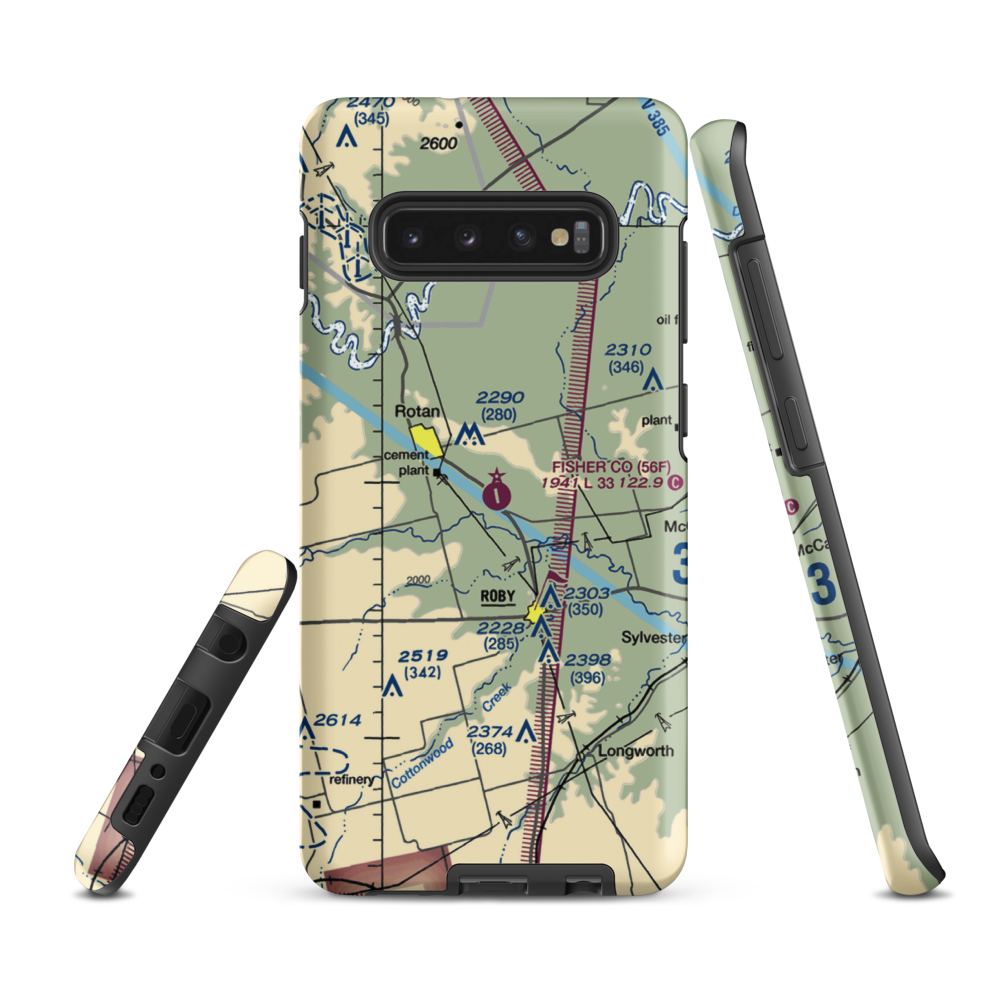 Fisher County Airport (56F) VFR Sectional Samsung Phone Case Samsung Galaxy S10 Plus model shown