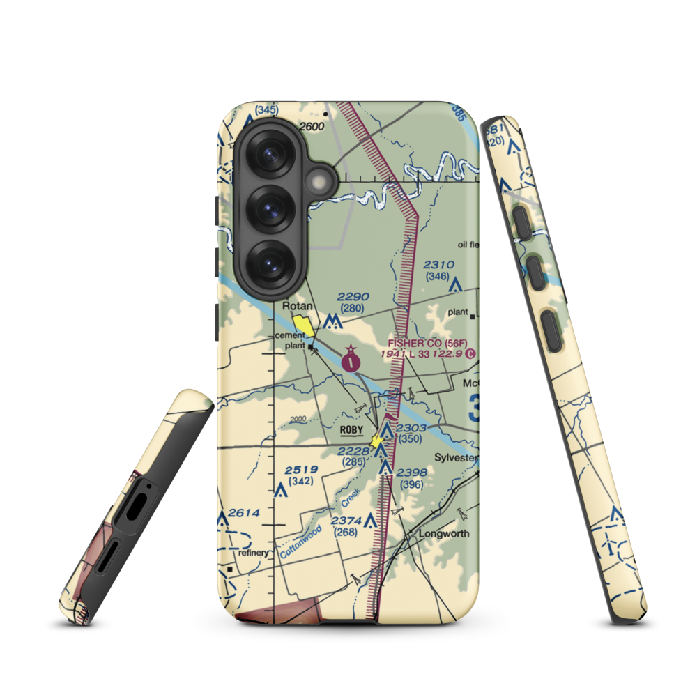Fisher County Airport (56F) VFR Sectional Samsung Phone Case Samsung Galaxy S25 model shown
