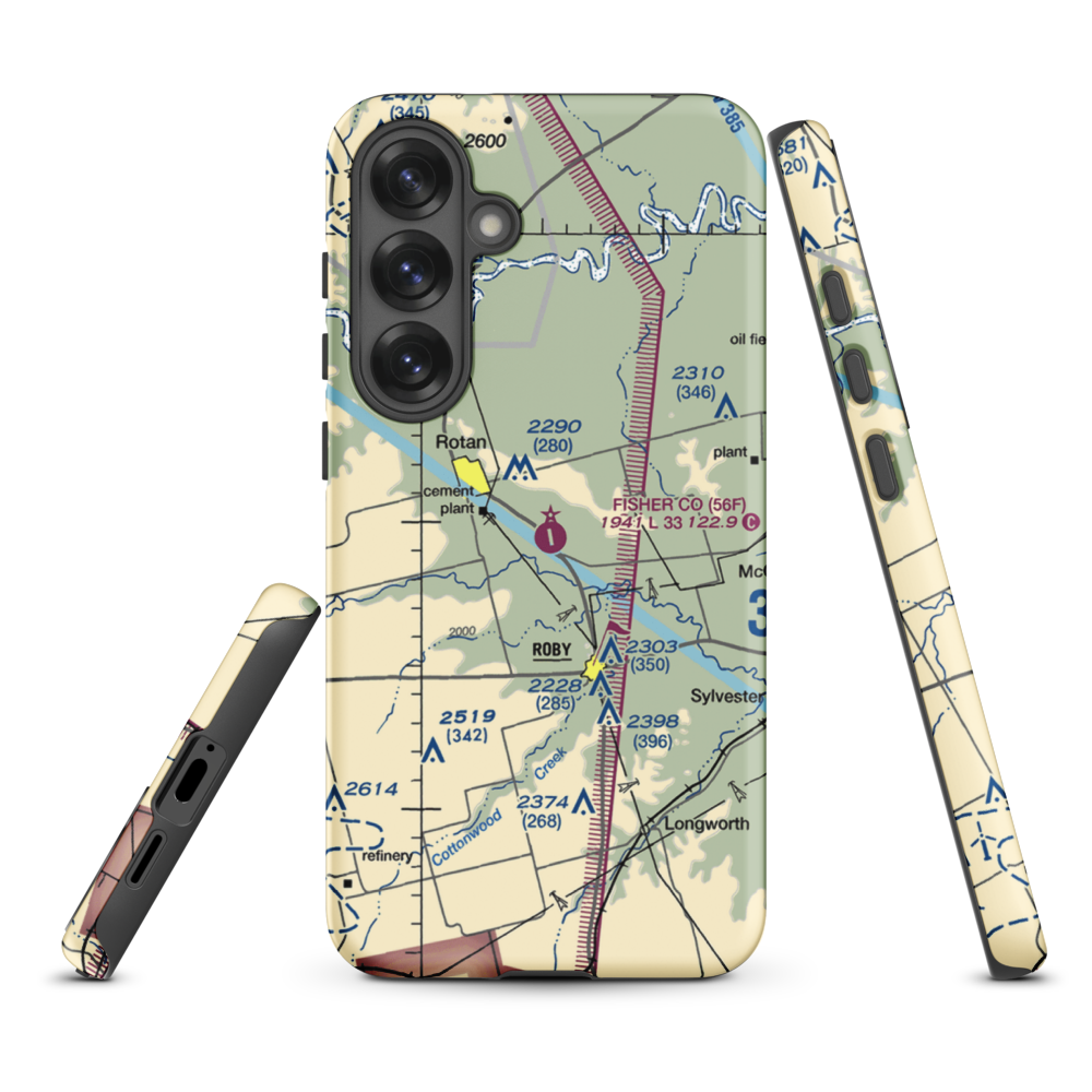 Fisher County Airport (56F) VFR Sectional Samsung Phone Case Samsung Galaxy S25 Plus model shown