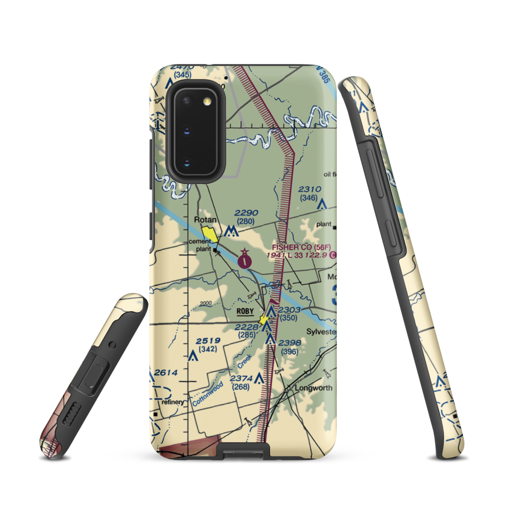 Fisher County Airport (56F) VFR Sectional Samsung Phone Case Samsung Galaxy S20 model shown