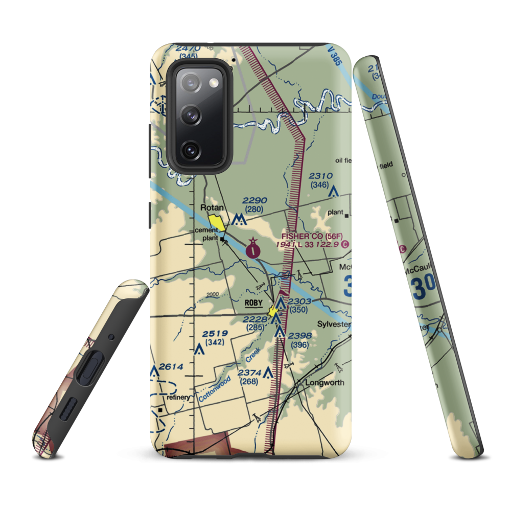 Fisher County Airport (56F) VFR Sectional Samsung Phone Case Samsung Galaxy S20 FE model shown