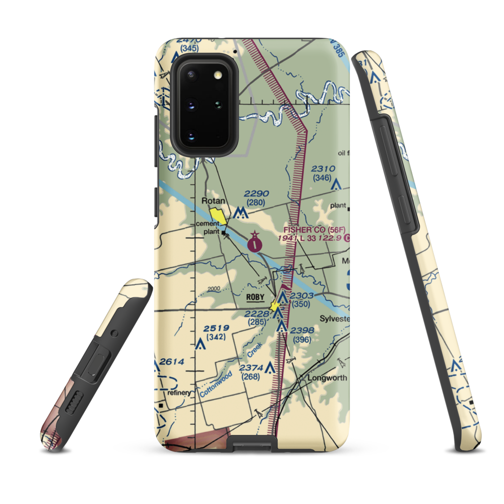 Fisher County Airport (56F) VFR Sectional Samsung Phone Case Samsung Galaxy S20 Plus model shown