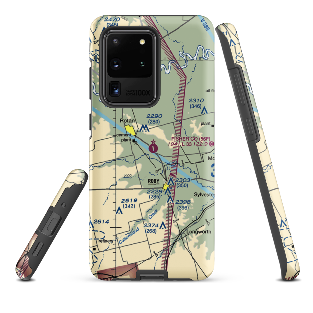 Fisher County Airport (56F) VFR Sectional Samsung Phone Case Samsung Galaxy S20 Ultra model shown