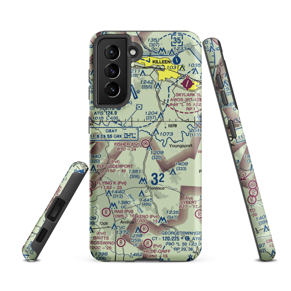 Fisher Ranch Airport (67TE) VFR Sectional Samsung Phone Case Samsung Galaxy S21 FE model shown