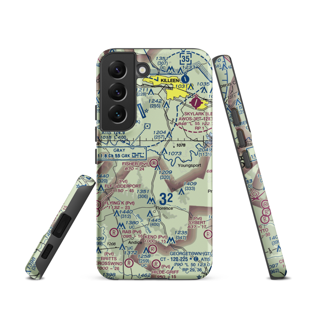 Fisher Ranch Airport (67TE) VFR Sectional Samsung Phone Case Samsung Galaxy S22 model shown