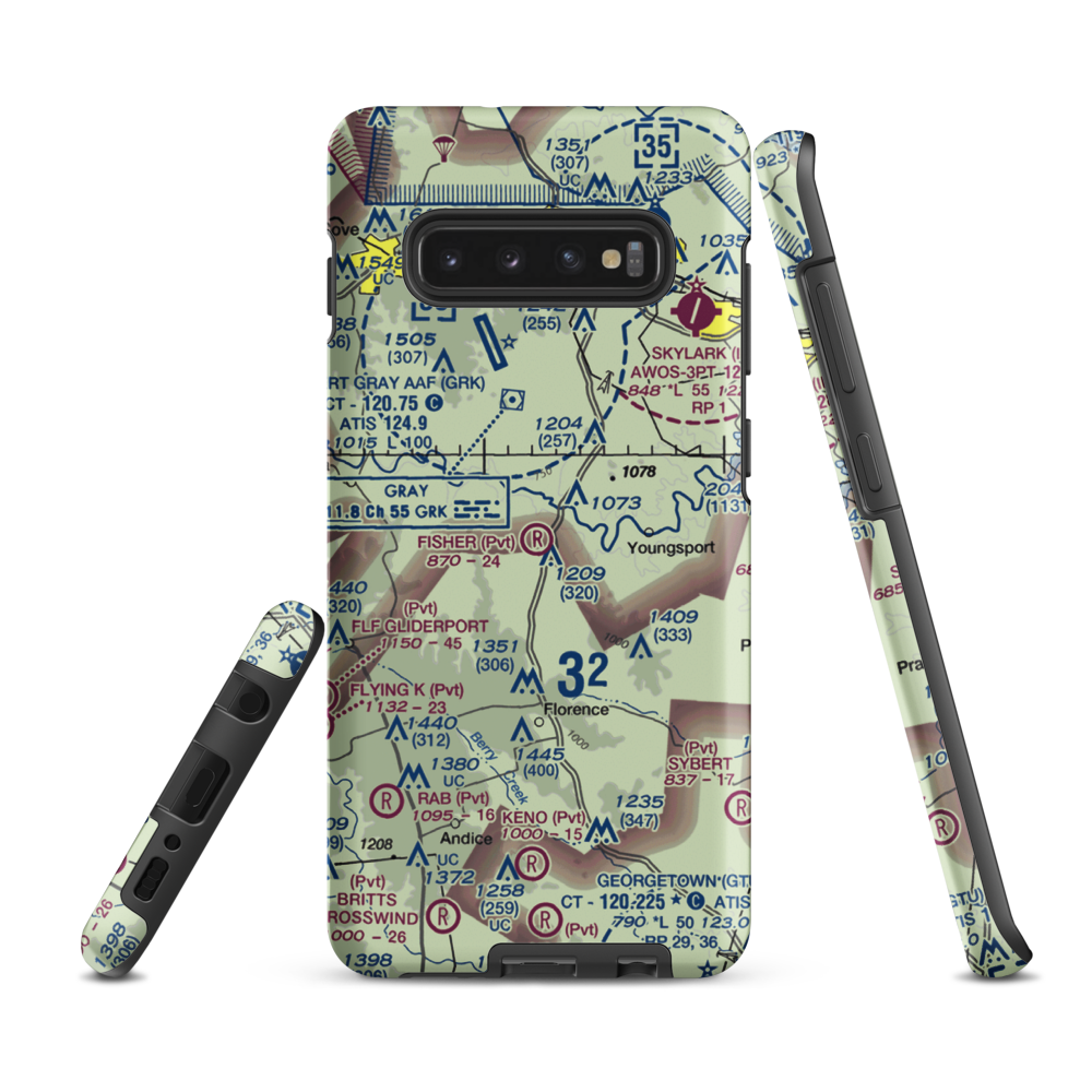 Fisher Ranch Airport (67TE) VFR Sectional Samsung Phone Case Samsung Galaxy S10e model shown
