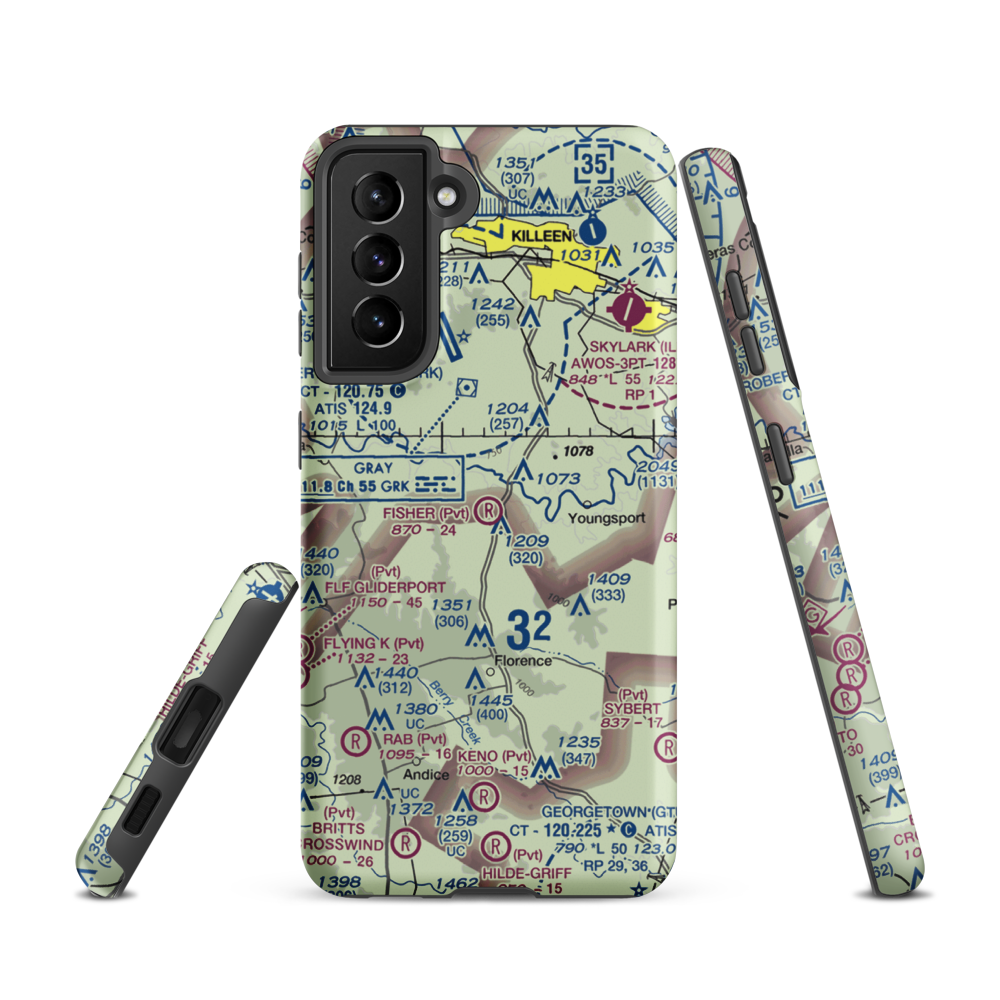 Fisher Ranch Airport (67TE) VFR Sectional Samsung Phone Case Samsung Galaxy S21 model shown