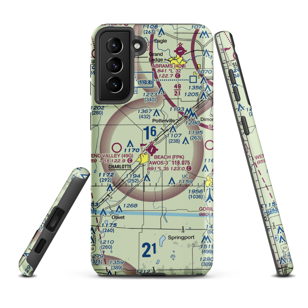 Fitch H Beach Airport (FPK) VFR Sectional Samsung Phone Case Samsung Galaxy S21 Plus model shown
