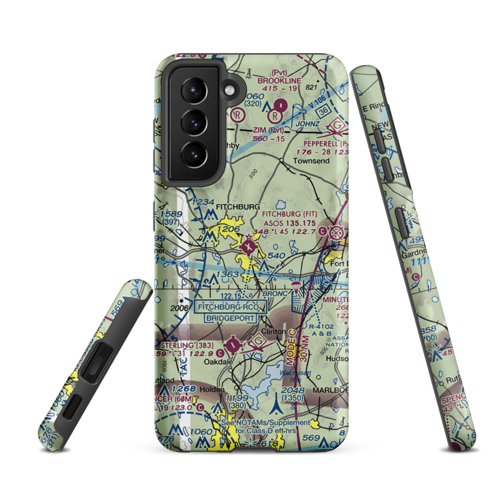 Fitchburg Municipal Airport (FIT) VFR Sectional Samsung Phone Case Samsung Galaxy S21 FE model shown